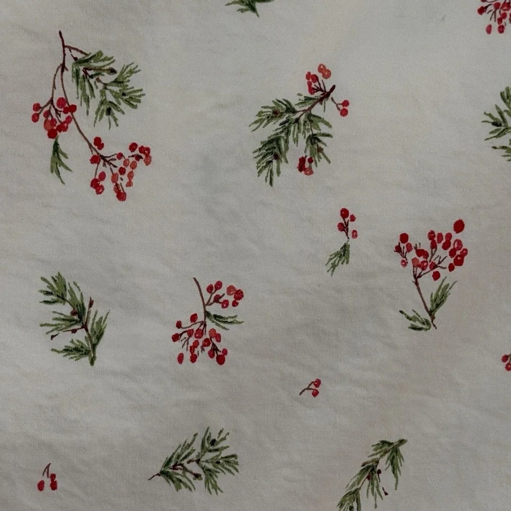 Ralph Lauren Mackenzie Holly Queen Size Flat Bed Sheet Case Berry Red Green Xmas